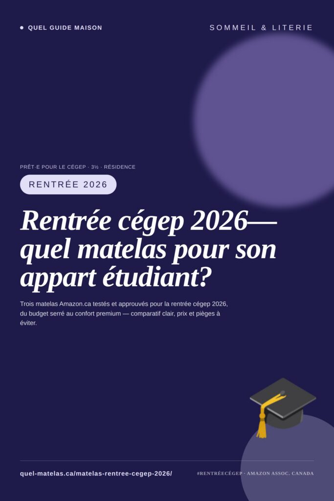 Visuel Rentrée cégep 2026 : quel matelas pour son appartement étudiant